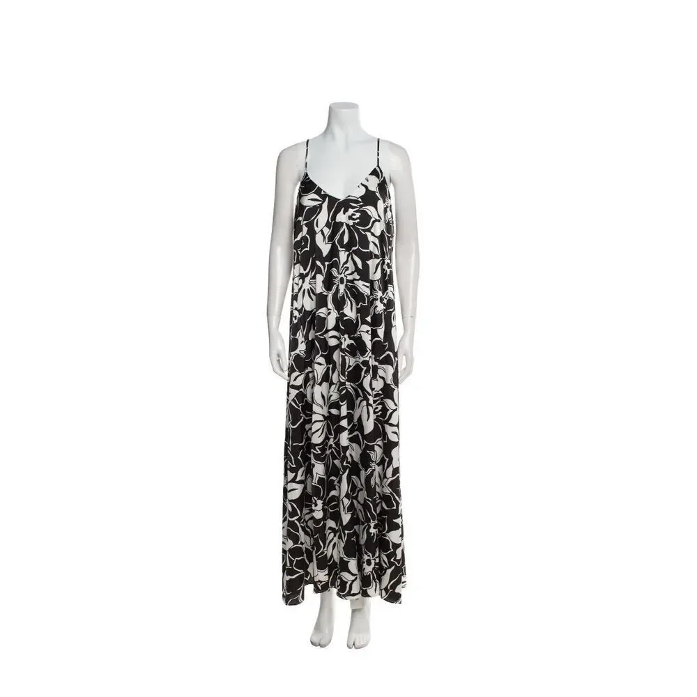 NICOLE MILLER Sleeveless Floral Print Satin Maxi Dress Sz M NWT/001